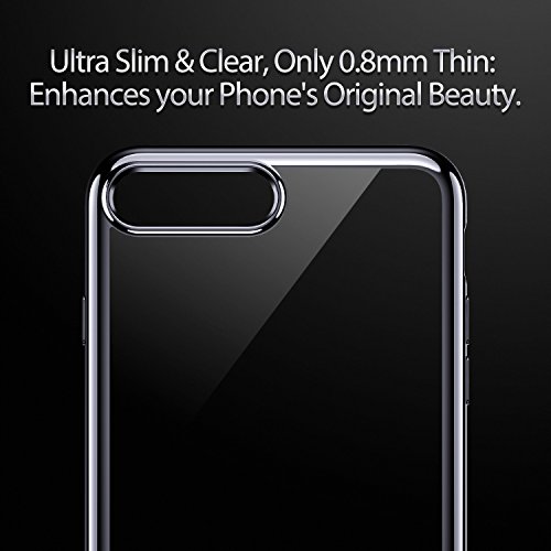 ESR Funda para iPhone 8 Plus/ 7 Plus, Transparente Suave TPU Gel [Ultra Fina] [Protección a Bordes y Cámara] [Compatible con Carga Inalámbrica] para Apple iPhone 7 Plus iPhone 8 Plus -Negro