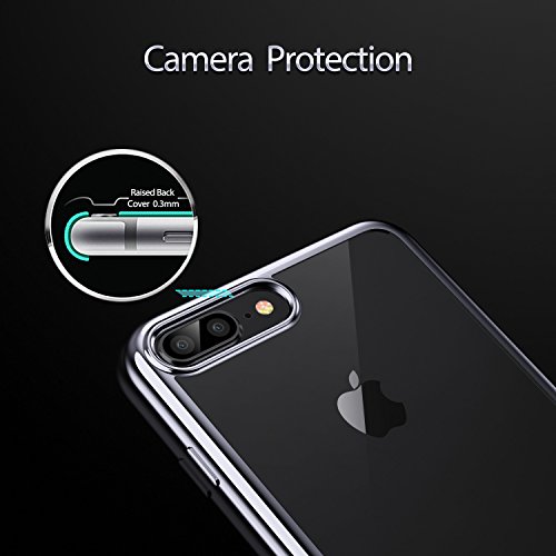 ESR Funda para iPhone 8 Plus/ 7 Plus, Transparente Suave TPU Gel [Ultra Fina] [Protección a Bordes y Cámara] [Compatible con Carga Inalámbrica] para Apple iPhone 7 Plus iPhone 8 Plus -Negro