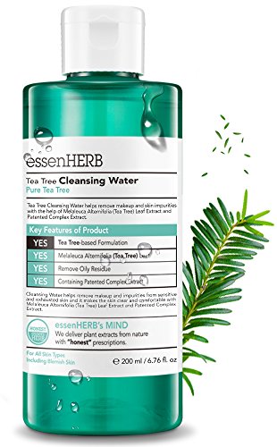 ESSENHERB TEA TREE FACE WASH - Cleansing and Makeup Remover, Blemish Care system, Low-irritating cleansing water facial wash that cleans up skin waste.