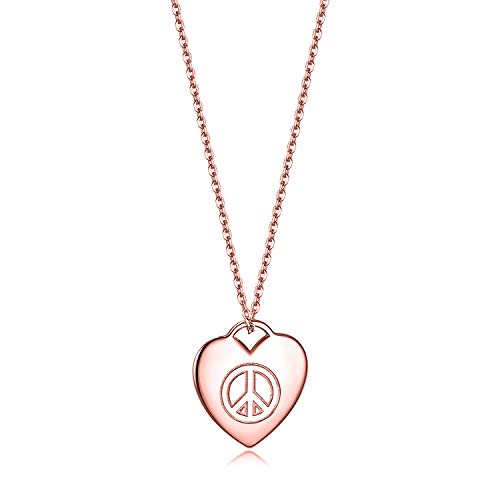 ESSIE ODILA 925 Sterling Silver World Peace Sign Faith Hope Love Heart Pendant Necklace 18"