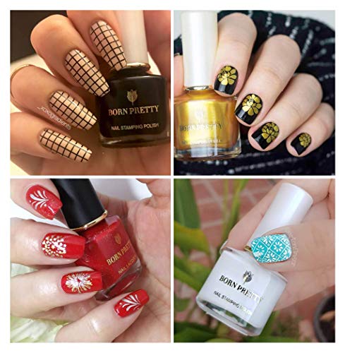 Estampacion Esmalte de uñas, de Born Pretty, de color brillante, para impresión, para usar con plantillas, 6 ml