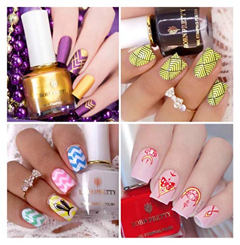 Estampacion Esmalte de uñas, de Born Pretty, de color brillante, para impresión, para usar con plantillas, 6 ml