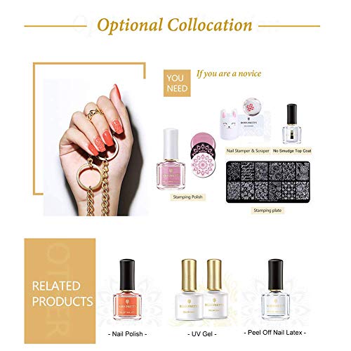 Estampacion Esmalte de uñas, de Born Pretty, de color brillante, para impresión, para usar con plantillas, 6 ml