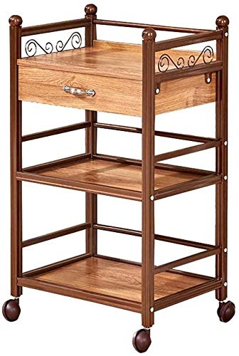 Estante de la carretilla retro del equipo de la belleza de la compra de tres niveles con el cajón del salón de belleza peluquería de la carretilla en rack de peluquería carro de la herramienta (Color: