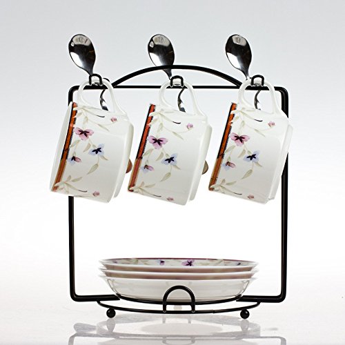 Estante FP-418 simple de acero con revestimiento antioxidante para 6 tazas, cucharas soperas, tazas para café, té o expresso