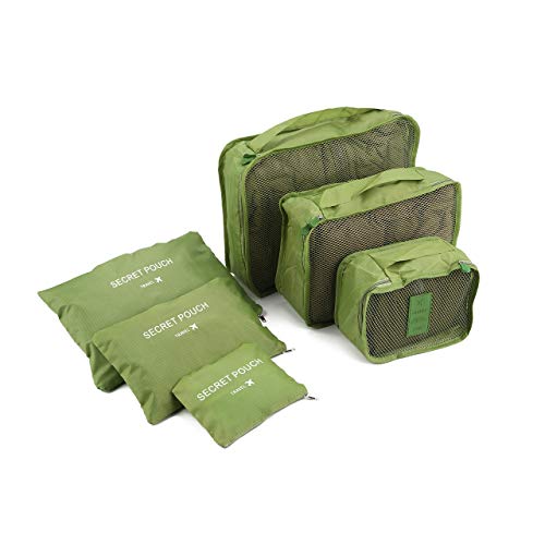 Estilo Coreano Portátil Duradero Ecológico 6 Unids/Set Square Travel Home Equipaje de Almacenamiento Bolsas Ropa Organizador Bolsa Estuche (Verde) ESjasnyfall