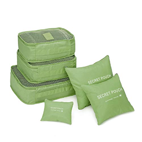 Estilo Coreano Portátil Duradero Ecológico 6 Unids/Set Square Travel Home Equipaje de Almacenamiento Bolsas Ropa Organizador Bolsa Estuche (Verde) ESjasnyfall