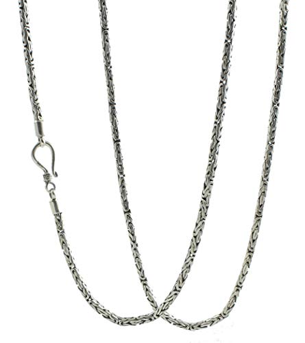 Estilo étnico - Cadena de plata de ley con eslabones bizantinos o borobudur, 55 cm ( joyería de plata oxidada étnica y artesanal, eslabones bizantinos, borobudur - regalo, obsequio, mujer, hombre)