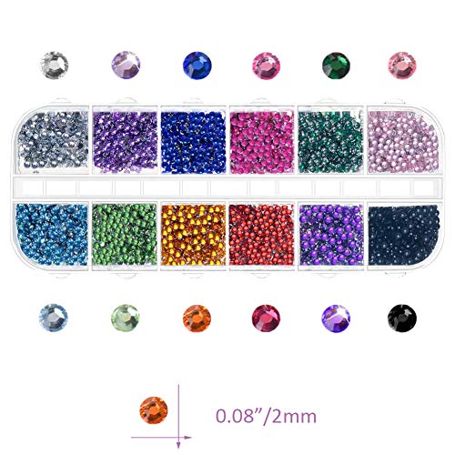 Estrás para decoración de uñas, reverso plano, multicolor, lote de 4000 unidades, incluye pinza de regalo