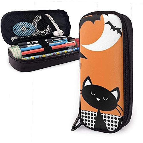 Estuche de lápices de cuero de PU de Witch 's World, Bolso de bolígrafo de gran capacidad, Organizadores de papelería duraderos para estudiantes Cremallera doble 4 cm x 9 cm x 20 cm