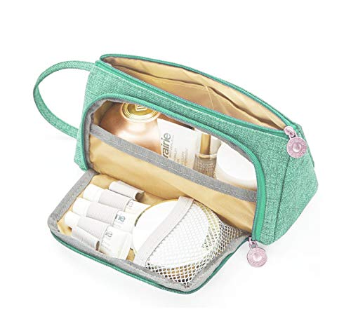 Estuche de lápices de lino de gran capacidad,Caja Case con Cremallera de Escolar,Estuche de lápices con 3 Compartimento para Niños Adolescente,Estuches Algodón y Lino Lápiz Cosmética (verde)