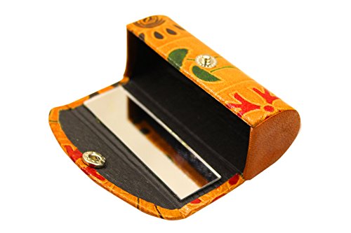 Estuche de piel para pintalabios y cosméticos para el bolso, suave y duradero, con espejo, color marrón