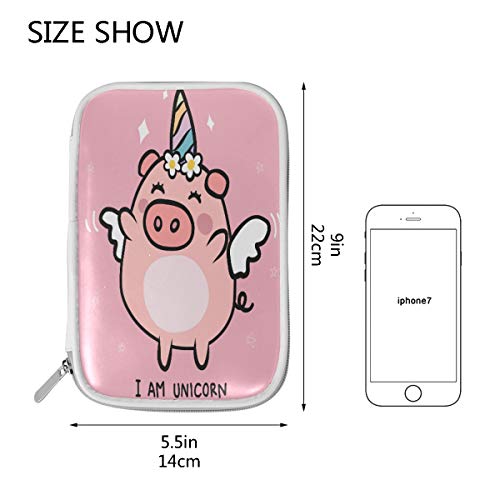 Estuche escolar con diseño de cerdo de dibujos animados de unicornio para lápices de papelería, caja de animales, camomila, cosméticos, bolsa de almacenamiento para oficina