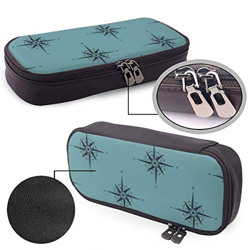 Estuche Escolar de Gran Capacidad, Bolsa de Lápiz Organizador para Material Papelería con Cremallera Doble Arreglo de brújula náutica para Hombre Mujer Estudiante en Escuela Oficina