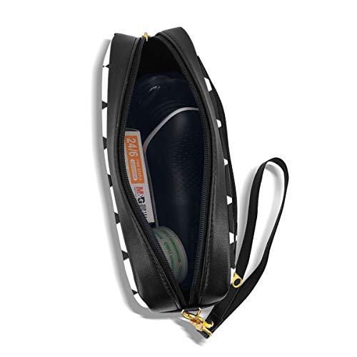 Estuche negro y blanco con diseño de arlequín, bolsa de maquillaje, cartera de gran capacidad, bolsa de maquillaje, organizadores de maquillaje para estudiantes o mujeres