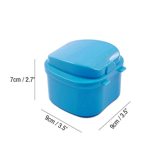 Estuche para Dentadura, Caja para Baño de Dentadura para Taza de Dentadura con Cepillo de Limpieza (Color Aleatorio), Baño para Dentadura para Limpieza de Retenedores (Azul)