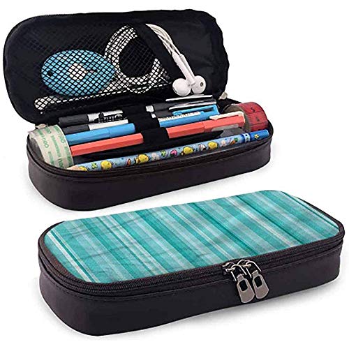 Estuche para lápices, Estuche para lápices, Estuche para lápices, Cremalleras lisas de gran capacidad Aqua Ocean Inspired Blue Lines 20cm * 9cm * 4cm