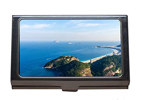 Estuche profesional para tarjetas de visita, playa de la bahía hermosa, titular de la tarjeta de acero inoxidable (plata 87)