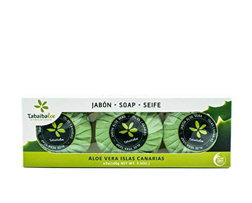 Estuche regalo de tres pastillas de jabón de Aloe Vera Canario 3X100gr Tabaibaloe