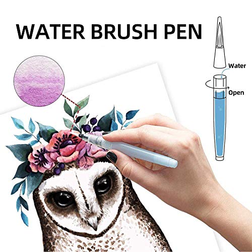 Estuche Rotuladores Acuarelables con punta suave, 24 plumas de pincel de acuarela + 1 pluma de pincel de agua, Plumas de dibujo, Estuche de Plumas de caligrafía, Plumas de pincel de acuarela
