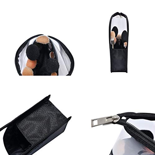 Estuche transparente para brochas de maquillaje de viaje, organizador de brochas de viaje, estuche transparente con cremallera, portátil, impermeable, sin polvo, bolsa de papelería con divisor