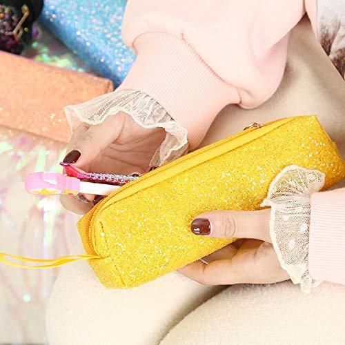 Estuches Amarillo 1 Unids Estuche de Lápiz Kawaii Colorido Lentejuelas Make UP Regalo Estuches Caja de Lápices Escolar Lápiz Estuche Lápiz Bolsa de Útiles Escolares Papelería