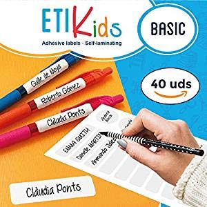ETIKIDS 40 Etiquetas adhesivas laminadas personalizables multiusos (basic) para la guardería y el colegio.