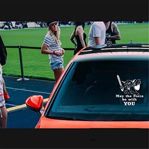 Etiquetas engomadas del coche Personaje de la película Calcomanía de vinilo de la pared Cita de Yoda Que la fuerza te acompañe Niños Tamaño de los niños 20 cm