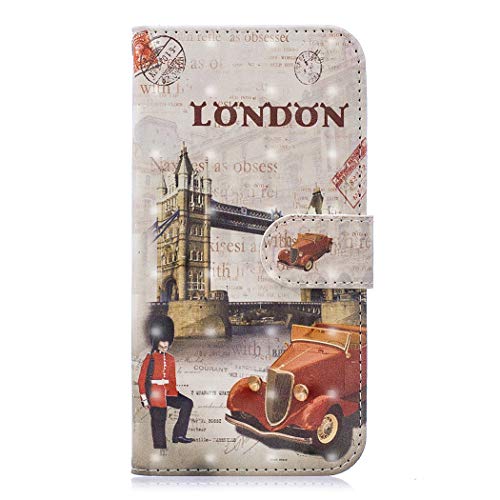 EuCase Funda para Huawei Mate 20 Lite, Carcasa Libro con Tapa Flip Case Protectora Cartera 3D Pintada de Piel PU Cuero Soporte Magnético Cover Huawei Mate 20 Lite Carcasa Londres