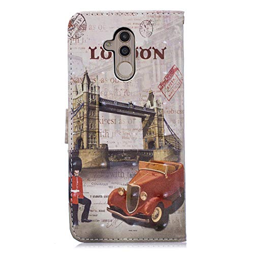 EuCase Funda para Huawei Mate 20 Lite, Carcasa Libro con Tapa Flip Case Protectora Cartera 3D Pintada de Piel PU Cuero Soporte Magnético Cover Huawei Mate 20 Lite Carcasa Londres