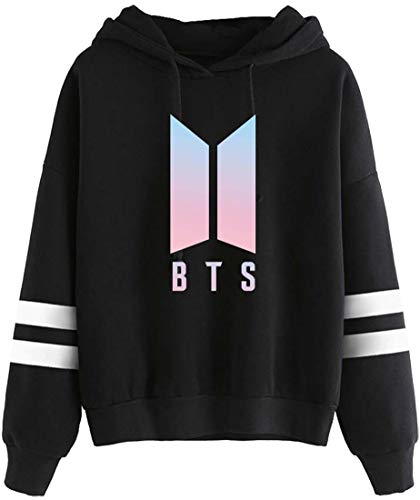 EUDOLAH Sudadera de Mujer con Brazo Coreano BTS Bangtan Boys Jin Jung Jimin Suga Rap Hoodie(Large,A- LYJ Negro-1)