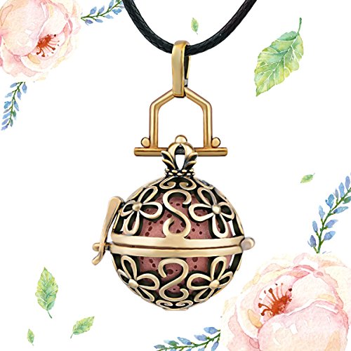 Eudora Colgante Aromaterapia Mujer Difusor de Aroma, Piedra Volcánica para Aromaterapia Joyeria Perfume Jaula Bola de Lava 7pcs, Regalos para Madres Hermana Mujer