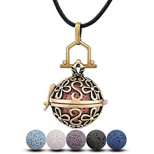 Eudora Colgante Aromaterapia Mujer Difusor de Aroma, Piedra Volcánica para Aromaterapia Joyeria Perfume Jaula Bola de Lava 7pcs, Regalos para Madres Hermana Mujer