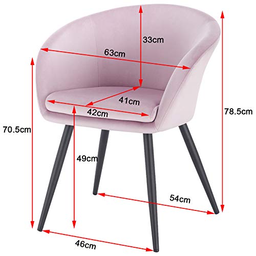 EUGAD Set de 1 Sillas Comedor Vintage Diseño Sillas Tapizada Nórdicas Moderna en Terciopelo Patas de Metal Silla de Cocina Silla Tulip Silla de Salón Rosa