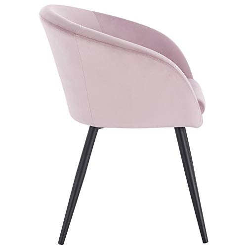 EUGAD Set de 1 Sillas Comedor Vintage Diseño Sillas Tapizada Nórdicas Moderna en Terciopelo Patas de Metal Silla de Cocina Silla Tulip Silla de Salón Rosa