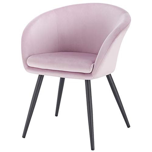 EUGAD Set de 1 Sillas Comedor Vintage Diseño Sillas Tapizada Nórdicas Moderna en Terciopelo Patas de Metal Silla de Cocina Silla Tulip Silla de Salón Rosa