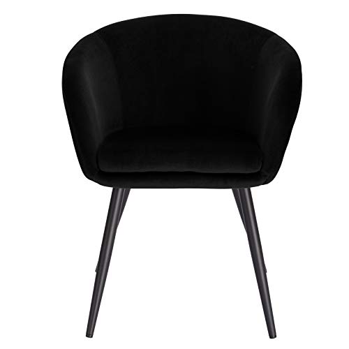 EUGAD Set de 4 Sillas Comedor Vintage Diseño Sillas Tapizada Nórdicas Moderna en Terciopelo Patas de Metal Silla de Cocina Silla Tulip Silla de Salón Negro