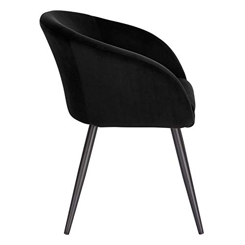 EUGAD Set de 4 Sillas Comedor Vintage Diseño Sillas Tapizada Nórdicas Moderna en Terciopelo Patas de Metal Silla de Cocina Silla Tulip Silla de Salón Negro