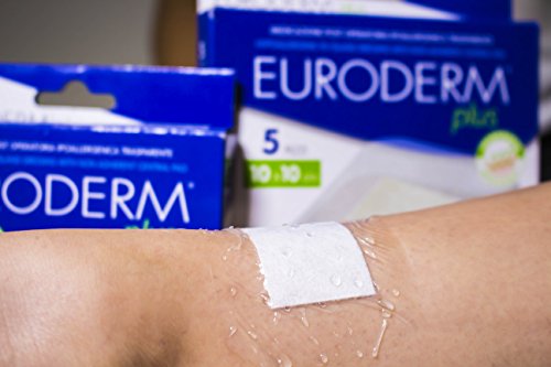 Euroderm Plus (cm 5 x cm 7) Apósito Transparente en Poliuretano con Compresa Central de Gran Absorción. Actúa Como Barrera contra Bacterias y es Resistente al Agua,6 Unidades