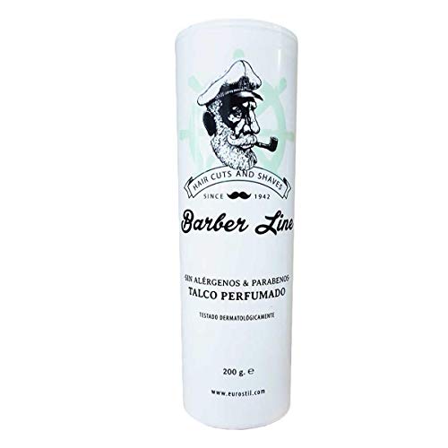 EUROSTIL Barber Line Talco PERFUMADO 200GR Unisex Adulto, Negro, Único