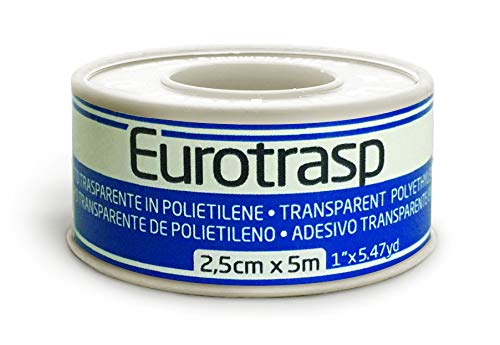 Eurotrasp (m 5 x cm 2,5) Esparadrapo Adhesivo de Polietileno Transparente y Microperforado, Permeable al aire y al vapor de agua, Adecuada para la Fijación de Dispositivos Médicos.