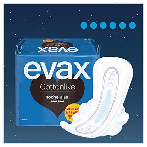Evax Cottonlike Noche Compresas Con Alas, 9 unidades