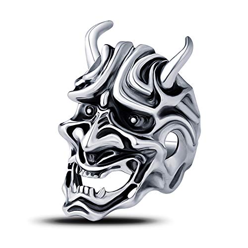 EVBEA Anillos Hombre Máscara de Hannya Prajna Joyería Japonesa Punk Rcoker clásica Anillos de Calavera para Hombres