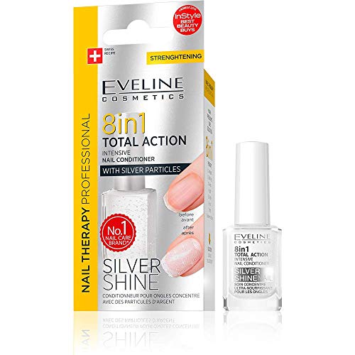 Eveline - Acondicionador de uñas 8 en 1, con partículas de plata, 12 ml