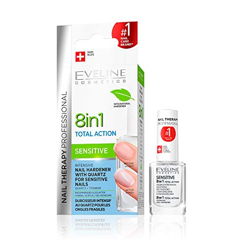 Eveline - Acondicionador para uñas sensibles, endurecedor intensivo, Acción Total 8 en 1, 12 ml