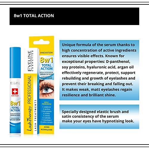 Eveline Cosmetics - Sérum multifunción para pestañas Total Action, 8 en 1, caja de 1 (1 x 10 ml)