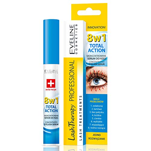 Eveline Cosmetics - Sérum multifunción para pestañas Total Action, 8 en 1, caja de 1 (1 x 10 ml)