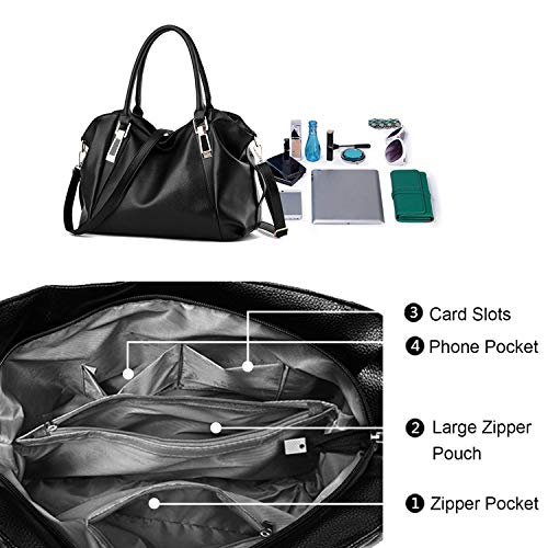 EVEOUT Bolso de cuero vegano suave para mujer,Bolsos de Mano Retro, Bolso de Hombro con Asa Superior para el Trabajo Casual, Bolso Clásico de Hobo con Borla Bolsas de Viaje para Mujer