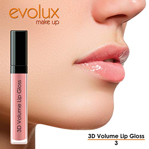 Evolux 3D Volume Lip Gloss, Color N.3, Brillo de labios - 1 Unidad de 9 ml.