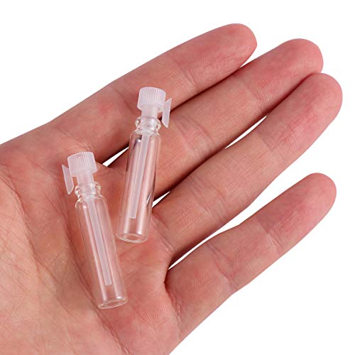 EXCEART 100 Piezas de Muestras de Perfume Mini Botellas Frascos de Vidrio Vacíos Frasco Cuentagotas para Viajes Envases de Vidrio de Perfume Portátiles Recargables 1 Ml Transparente